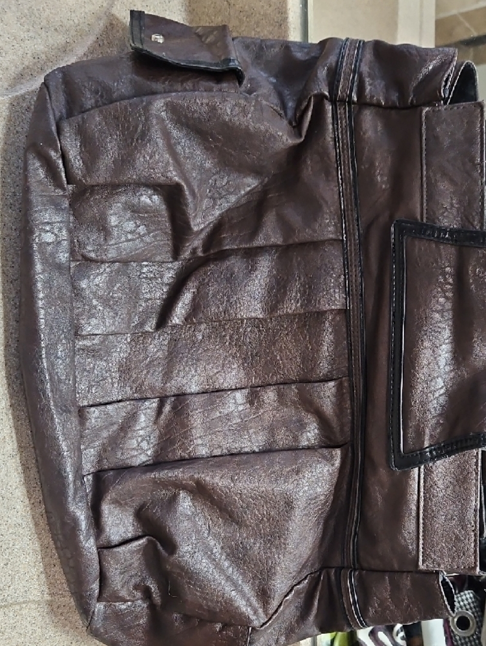 Miche Prima -- Brown Faux Leather Tote with Front Pocket - Picture 2 of 2
